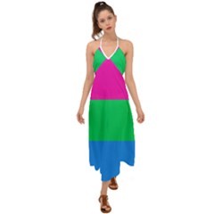 Polysexual Pride Flag Lgbtq Halter Tie Back Dress  by lgbtnation