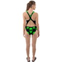 We are WATCHING you! Aliens pattern, UFO, faces Cut-Out Back One Piece Swimsuit View2