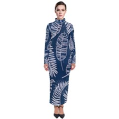 Blue Leaves Turtleneck Maxi Dress by goljakoff