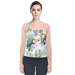 Tropical Flowers Velvet Spaghetti Strap Top by goljakoff