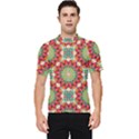 Red Green Floral Pattern Men s Short Sleeve Rash Guard View1