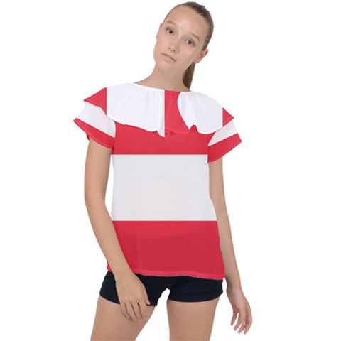 Flag Of Austria Ruffle Collar Chiffon Blouse by FlagGallery