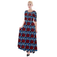 Red And Blue Half Sleeves Maxi Dress by Sparkle