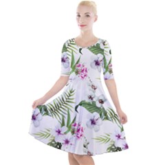 Summer Flowers Quarter Sleeve A-line Dress by goljakoff