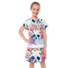 Skull And Flowers Kids  Drop Waist Dress by goljakoff