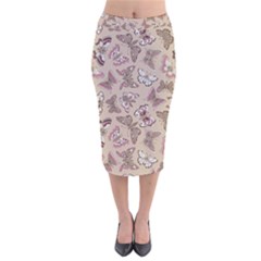 Butterflies Velvet Midi Pencil Skirt by goljakoff