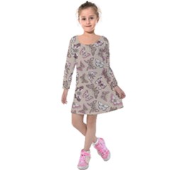 Butterflies Kids  Long Sleeve Velvet Dress by goljakoff