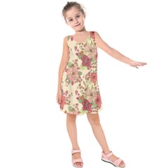 Vintage Garden Flowers Kids  Sleeveless Dress by goljakoff