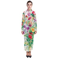 Summer Flowers Turtleneck Maxi Dress by goljakoff