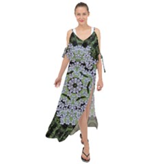 Calm In The Flower Forest Of Tranquility Ornate Mandala Maxi Chiffon Cover Up Dress by pepitasart