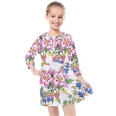 Garden Flowers Kids  Quarter Sleeve Shirt Dress by goljakoff