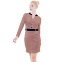 Antique Brass Brown & Black -  Button Long Sleeve Dress View1