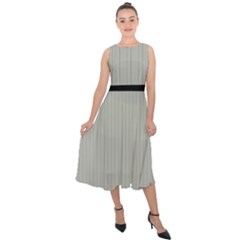 Silver Cloud Grey & Black - Midi Tie-back Chiffon Dress by FashionLane