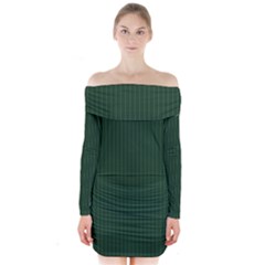 Eden Green & White - Long Sleeve Off Shoulder Dress by FashionLane