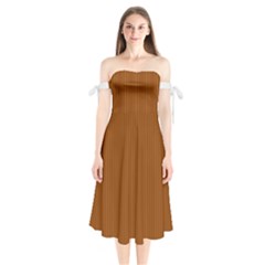 Rusty Orange & White - Shoulder Tie Bardot Midi Dress by FashionLane