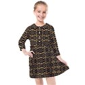 Luxury Golden Oriental Ornate Pattern Kids  Quarter Sleeve Shirt Dress View1