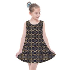 Luxury Golden Oriental Ornate Pattern Kids  Summer Dress by dflcprintsclothing