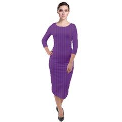 Eminence Purple & White - Quarter Sleeve Midi Velour Bodycon Dress by FashionLane