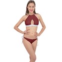 Berry Red & White - Cross Front Halter Bikini Set View1