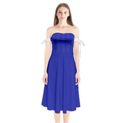 Admiral Blue & White - Shoulder Tie Bardot Midi Dress by FashionLane