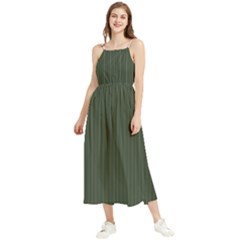 Kombu Green & White - Boho Sleeveless Summer Dress by FashionLane