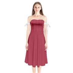 Vivid Burgundy & White - Shoulder Tie Bardot Midi Dress by FashionLane