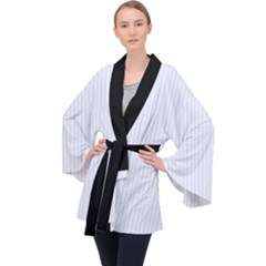 Brilliant White & Black - Long Sleeve Velvet Kimono  by FashionLane