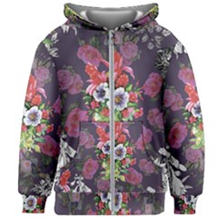 Purple Flowers Kids  Zipper Hoodie Without Drawstring by goljakoff