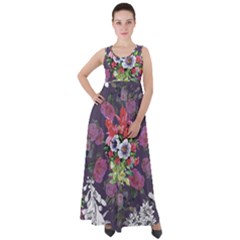 Purple Flowers Empire Waist Velour Maxi Dress by goljakoff