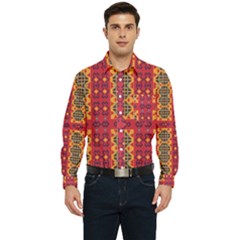 Shapes In Retro Colors2                                                         Men s Long Sleeve Pocket Shirt by LalyLauraFLM