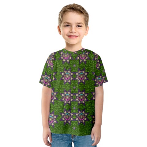 Star Over The Healthy Sacred Nature Ornate And Green Kids  Sport Mesh Tee by pepitasart