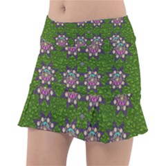 Star Over The Healthy Sacred Nature Ornate And Green Tennis Skorts by pepitasart