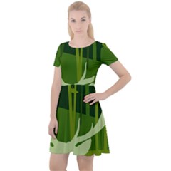 Forest Deer Tree Green Nature Cap Sleeve Velour Dress  by HermanTelo