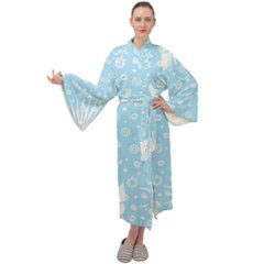 Flower Illustrations Maxi Velour Kimono by HermanTelo