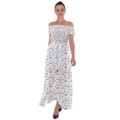 Music Notes Wallpaper Off Shoulder Open Front Chiffon Dress by Mariart