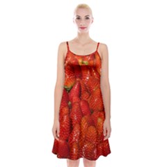 Colorful Strawberries At Market Display 1 Spaghetti Strap Velvet Dress by dflcprintsclothing