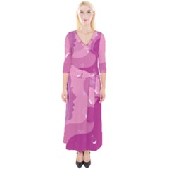 Online Woman Beauty Purple Quarter Sleeve Wrap Maxi Dress by Mariart