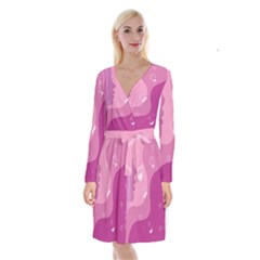 Online Woman Beauty Purple Long Sleeve Velvet Front Wrap Dress by Mariart