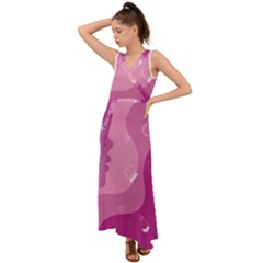 Online Woman Beauty Purple V-neck Chiffon Maxi Dress by Mariart