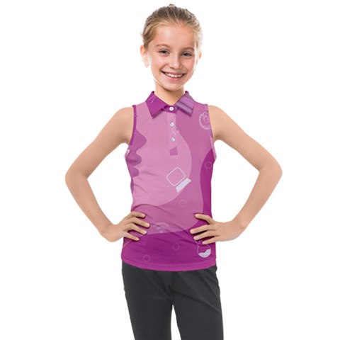 Online Woman Beauty Purple Kids  Sleeveless Polo Tee by Mariart