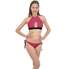 French Raspberry Red - Cross Front Halter Bikini Set by FashionLane