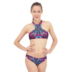 Fractal Flower High Neck Bikini Set by Sparkle