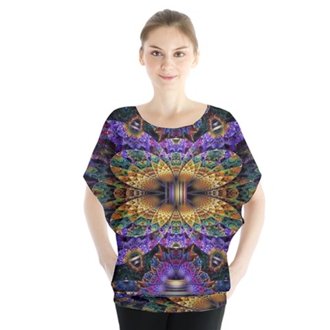 Fractal Illusion Batwing Chiffon Blouse by Sparkle