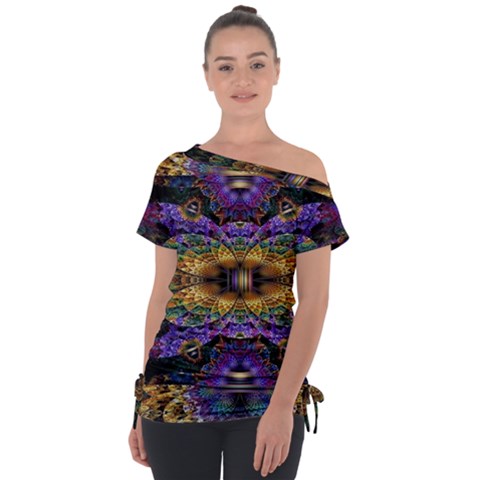 Fractal Illusion Off Shoulder Tie-up Tee by Sparkle