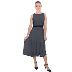 Anchor Grey - Midi Tie-back Chiffon Dress by FashionLane