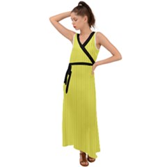 Laser Lemon - V-neck Chiffon Maxi Dress by FashionLane