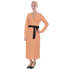 Cantaloupe Orange - Velvet Maxi Wrap Dress by FashionLane