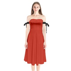 Christmas Red - Shoulder Tie Bardot Midi Dress by FashionLane