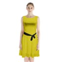 Citrine Yellow - Sleeveless Waist Tie Chiffon Dress View1