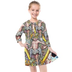 The Illustrated Alphabet - V - By Larenard Kids  Quarter Sleeve Shirt Dress by LaRenard